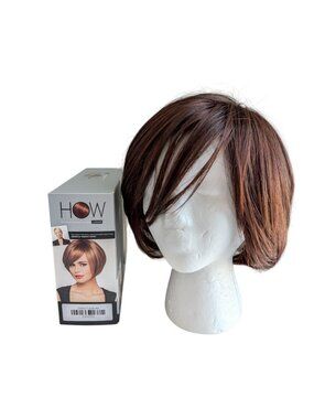 LUXHAIR Mid Length Bob Darkest Auburn Wig No Box Keralon Light